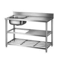 Detailed information about the product Cefito Stainless Steel Kitchen Bench Work Table with Sink Splashback 120cm