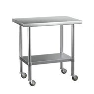 Detailed information about the product Cefito Stainless Steel Kitchen Benches Work Bench Wheels 91X61CM 430