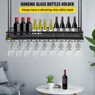 Detailed information about the product Ceiling-Mounted Bar Wine Rack Wine Glass Hanging Rack 35.8x13in Black