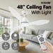 Ceiling Overhead Fan with Light Remote Control Cooling Air Ventilation LED Lamp Quiet Electric White Modern Indoor 3 ABS Blades 5 Speed Timer 122cm. Available at Crazy Sales for $179.96