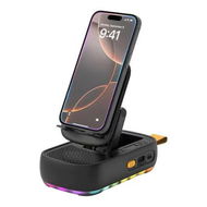 Detailed information about the product Cell Phone Stand with Bluetooth Speaker and Colorful Ambient Light, Foldable Stand, Support TF Card Wireless Speaker for Desk Compatible with iPhone ipad,Black