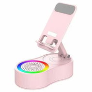 Detailed information about the product Cell Phone Stand with Wireless Bluetooth Speaker and Charger Colorful Ambient Light HD Surround Sound with Tablet Phone Holder(Pink)