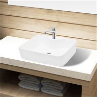 Detailed information about the product Ceramic Bathroom Sink Basin With Faucet Hole White Square