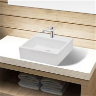 Detailed information about the product Ceramic Bathroom Sink Basin With Faucet Hole White Square