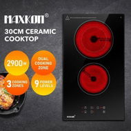 Detailed information about the product Ceramic Cooker Cooktop Stove Electric Glass Top Hob Cooker 2 Burners 3 Zones 30cm Touch Control Built In Maxkon