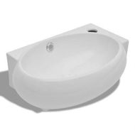 Detailed information about the product Ceramic Sink Basin Faucet & Overflow Hole - Bathroom White.