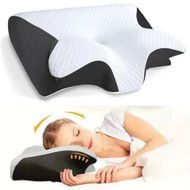Detailed information about the product Cervical Neck Pillow for Pressure Relief, Ergonomic Memory Foam Pillow for Side Sleeper Contour Orthopedic Bed Pillow for Neck Support Black