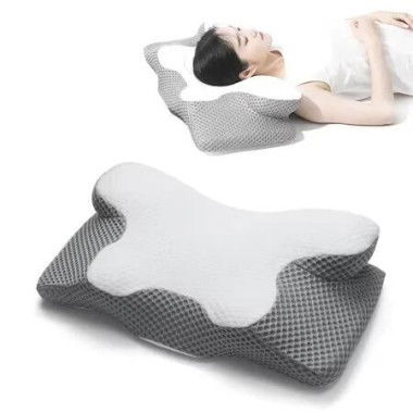 Cervical Pillow for Neck Relief,Ergonomic Orthopedic Memory Foam Pillow with Pillowcase,Support Pillow for Sleepers Color White And Grey