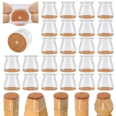 Chair Leg Protectors 24Pcs Hardwood Floors Silicone Covers Wood Tile Scratch Prevention Felt Pads Furniture Caps Noise Free Small Clear Home Dining