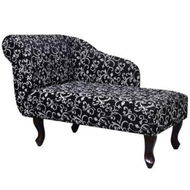 Detailed information about the product Chaise Longue with Floral Pattern Fabric Black and White