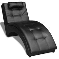 Detailed information about the product Chaise Longue with Pillow Artificial Leather Black