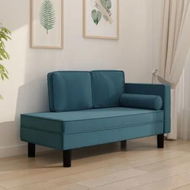 Detailed information about the product Chaise Lounge with Cushions and Bolster Blue Velvet