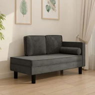 Detailed information about the product Chaise Lounge with Cushions and Bolster Dark Grey Velvet