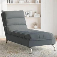 Detailed information about the product Chaise Lounge with Cushions Dark Grey Fabric