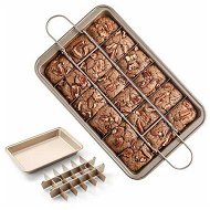 Detailed information about the product Champagne Gold Brownie Pan with Dividers Non-stick Rectangular Baking Pan with Built-in Slicer Can Make Brownie Bite Cake Fudges and Chocolate