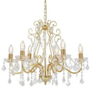 Detailed information about the product Chandelier with Crystal Beads Golden Round 6 x E14