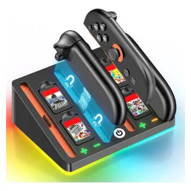 Charging Dock for Switch 2 with 9 RGB Lighting Modes,4 Game Card Storage,Switch Controller,Peripheral Devices