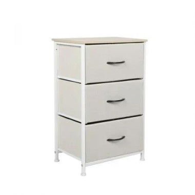 Chest of 3 Drawers Bedside Table Beige