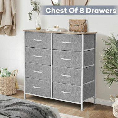 Chest of 8 Drawers Cabinet Dresser Tallboy Wardrobe Storage Unit TV Entertainment Stand Table Closet Bedroom Organizer Furniture Organiser Oak