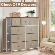 Detailed information about the product Chest of 9 Drawers Dresser Tallboy Storage Unit Cabinet TV Entertainment Wardrobe Stand Table Closet Organizer Bedroom Organiser Furniture Oak