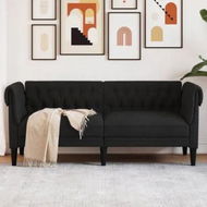 Detailed information about the product Chesterfield Sofa 2-Seater Black Fabric