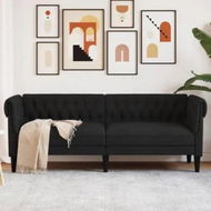 Detailed information about the product Chesterfield Sofa 3-Seater Black Fabric