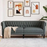 Detailed information about the product Chesterfield Sofa 3-Seater Dark Grey Fabric