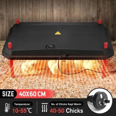Chick Brooder Heating Plate Chicken Coop Heater Chook Brooding Poultry Duck Warmer Adjustable for 40 to 50 Chicks 40x60cm