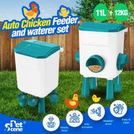 Detailed information about the product Chicken Bird Feeder Waterer Set 12kg 11L Automatic Food Water Dispenser Auto Chook Poultry Gravity Fed Feeding Drinking Coop Fence Rat Proof