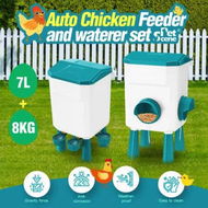 Detailed information about the product Chicken Bird Feeder Waterer Set 8KG Auto Food Dispenser 7L Drinker Automatic Hen Chook Chick Treadle Feeding Drinking System Rat Proof