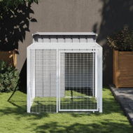 Detailed information about the product Chicken Cage with Run Light Grey 110x201x110 cm Galvanised Steel