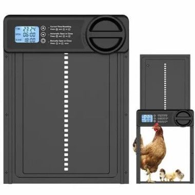Chicken Coop Door Automatic Fence Cage Opener Closer Battery Powered Auto Aluminium Anti Pinch Timer LCD Display