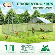 Detailed information about the product Chicken Coop Run Walk In Chook Cage House Pen Shelter Cat Dog Bird Enclosure Rabbit Hutch Extra Large 300x600x195cm