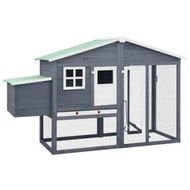 Detailed information about the product Chicken Coop with Nest Box Grey and White Solid Fir Wood