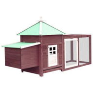 Detailed information about the product Chicken Coop With Nest Box Mocha 190x72x102 Cm Solid Firwood