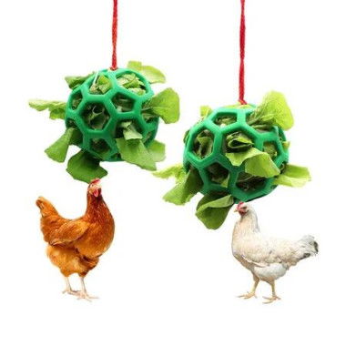 Chicken Feeder Ball Vegetable Fruit Holder Poultry Feeding Toy Hanging Cabbage Treat Tool Hens Coop Goose Duck Large Birds 2pcs