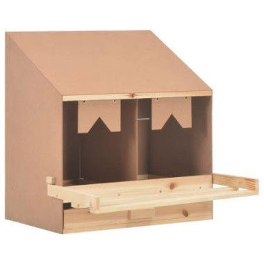 Chicken Laying Nest 2 Compartments 63x40x65 Cm Solid Pine Wood