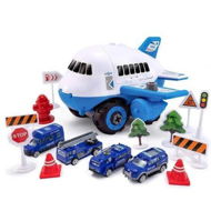 Detailed information about the product Children Aircraft Toy Track Inertia Toy Car Plane Model With Large Storage Space with 4 Cars (Blue)