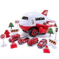 Detailed information about the product Children Aircraft Toy Track Inertia Toy Car Plane Model With Large Storage Space with 4 Cars (Red)