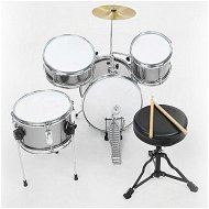 Detailed information about the product Childrens 4pc Drum Kit - Silver