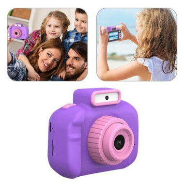 Childrens Camera High-definition 4000W Front Rear Dual-camera 2 Inch 1080P HD IPS Screen Digital Kids Camera Photography Toys Color Purple