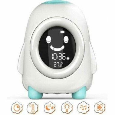 Childrens Sleep Training Alarm Clock - Wake Up Clock Night Light Timer Thermometer For Toddlers Kids Girls Boys