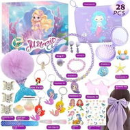 Detailed information about the product Christmas Advent Calendar 24 Days Mermaid Hair Accessories Makeup Hair Clips Toys Collection Kids Children Holiday Gift