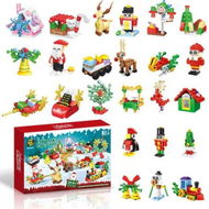 Detailed information about the product Christmas Advent Calendar Building Blocks 24 Day Countdown Holiday Toy with Santa's Train,Sleigh and Gift delivery Scene,Ideal for Boys and Girls Aged 6+