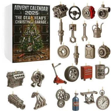Christmas Advent Calendar Gearhead Christmas Garage,24 Days Of Miniature Car Parts Tools Gear Head Ornament,Christmas Gifts For Car Mechanics Lovers