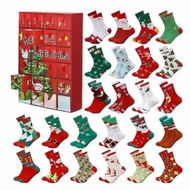 Detailed information about the product Christmas Advent Calendar with 24 Pairs of Socks 2025 Unisex Socks 24 days Countdown Box Gift for Christmas Party Favor Gift