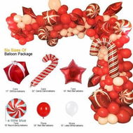 Detailed information about the product Christmas Balloon Garland Arch Kit Red White Candy Balloons Gift Box Balloons Red Star Balloons