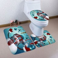 Detailed information about the product Christmas Baubles Snowman Pattern 3 Pcs Toilet Mat Bath Mat