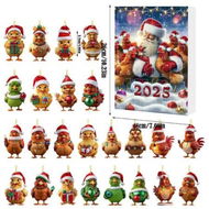 Detailed information about the product Christmas Calendar Countdown, 2D Acrylic Chicken Pendant with 24 Compartments, Fun Chicken Ornament for Xmas Tree, Home and Party Decoration