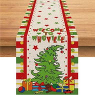 Detailed information about the product Christmas Cotton Linen Table Runner Seasonal Winter Christmas Holiday Kitchen Dining Table Decoration for Home Party Decor